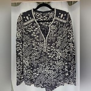 Lucky Brand Blouse Women Large Cotton Blend